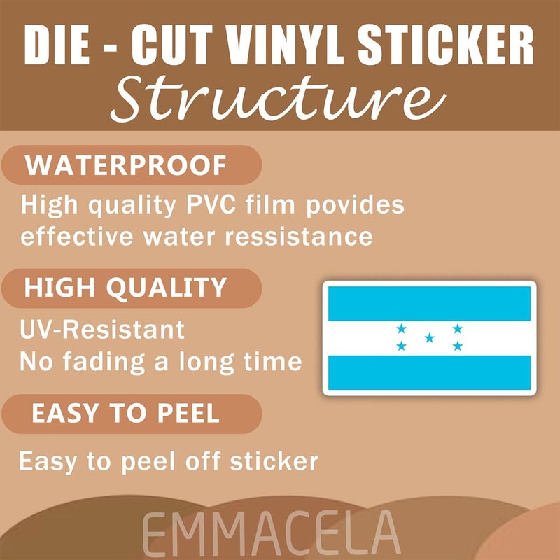 EMMACELA (3PCS) Honduras Flag stickers, Countries Flag Stickers - Waterproof Vinyl Decals For Laptops, Tumblers, Water Bottles, Books, Scrapbooks, Size 3 x 1.6 Inch - Image 3